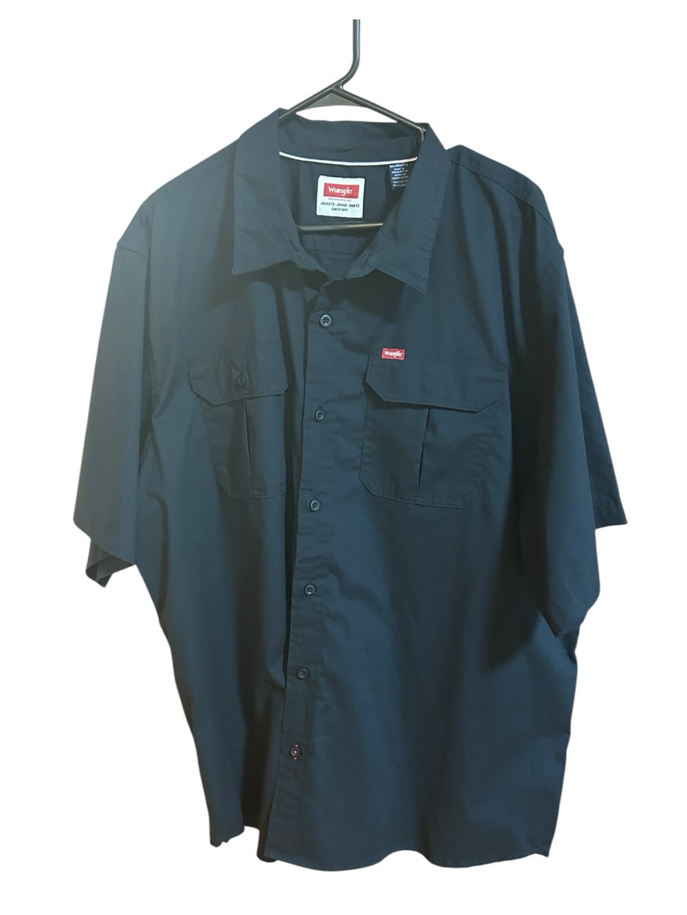 Wrangler Men's Short Sleeve button front Work Shirt - black
